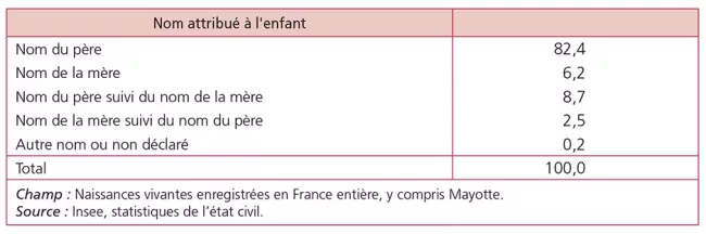 Répartition des noms de naissance des enfants nés en 2017 (%)